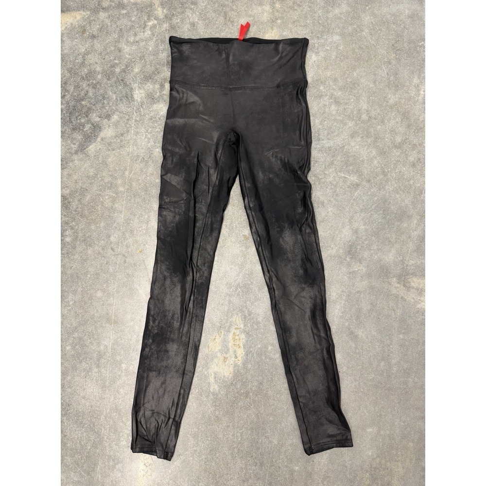 Spanx By Sara Blakely Shape Faux Leather Leggings Womens Medium Black Stretch - Picture 3 of 7